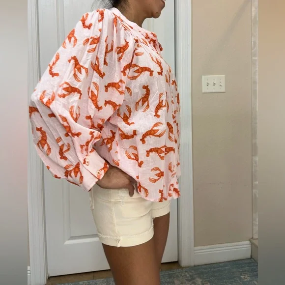 Anthropologie Whimsy Lobster Print Button Down Shirt - Picture 9 of 15